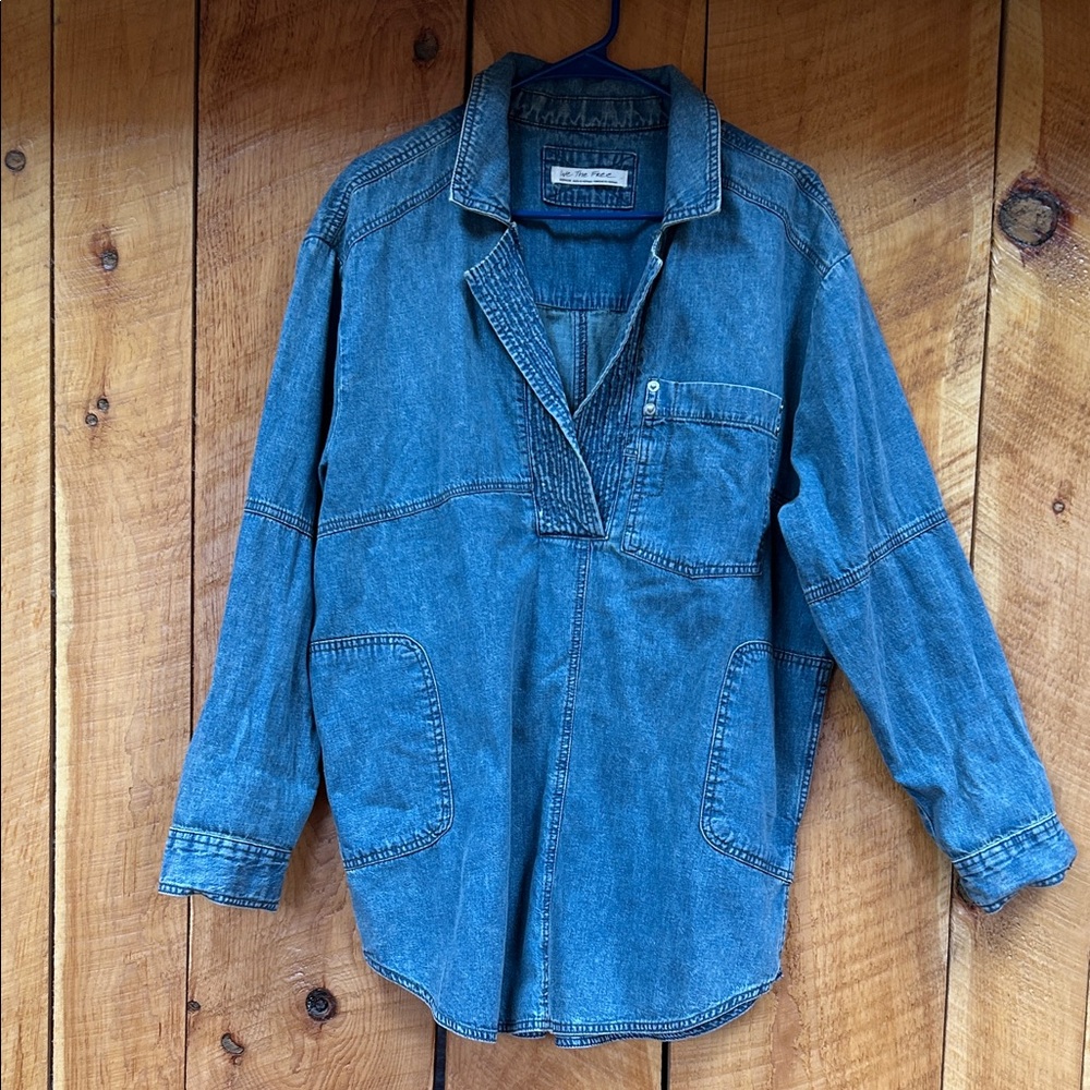We The Free Distressed Denim Shirt